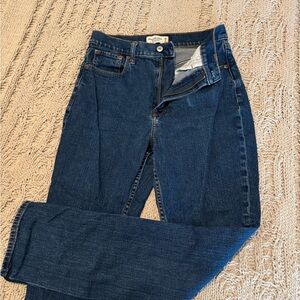 Dark Blue High Rise Straight Denim Jeans